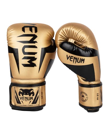 Venum Elite Boxing Gloves - color: Gold/Black, size: 10-Ounce