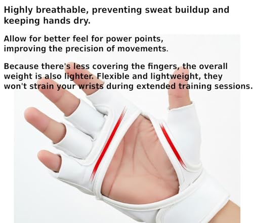 MMA Gloves Grappling Sparring, Mixed Martial Arts Mitts Men Women Boxing Gloves, Combat Sports Training, Muay Thai, Kickboxing, Open Palm Training Gloves for Grappling, Punching Bag, Self-Defense