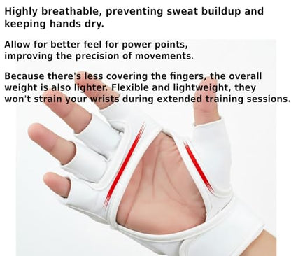 MMA Gloves Grappling Sparring, Mixed Martial Arts Mitts Men Women Boxing Gloves, Combat Sports Training, Muay Thai, Kickboxing, Open Palm Training Gloves for Grappling, Punching Bag, Self-Defense