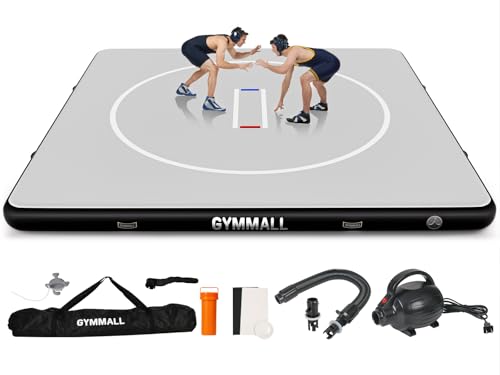Wrestling Mat Inflatable 5FT/6.6FT/10FT/13FT/16.5FT, Foldable 4" Thick Jiu Jitsu Mats for Home Outdoor Indoor, Waterproof PVC Mat for Gymnastics, Water Yoga, PE Training, BJJ, MMA, Grappling - color: Black, size: 10 ft x 10 ft x 4 in