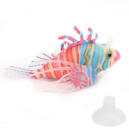 Artificial Glowing Fish, Fish Tank Floating Fake Tropical Angel Fish with Suction Cup, Silicone Colorful Fish Tank Simulation Fish Luminous Aquarium Floating Ornaments for Aquarium Tank(Pink Blue)