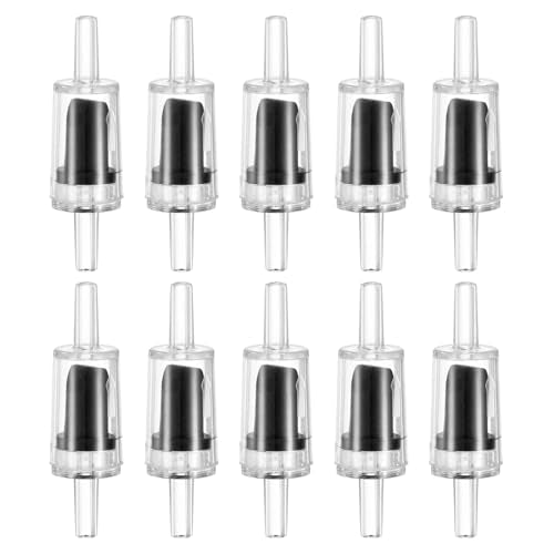 M METERXITY 10-Pack Aquarium Air Check Valve, Plastic One Way Non-Return Valves Air Valve Air Tubing Accessories Air Pump Accessories for 3/16" Airline Tubing Fish Tank [Clear Black]