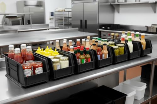 HE HUDSON EXCHANGE 11" x 5.5" x 5" (6 Pack) Plastic Stackable Storage Bin, Black - color: Black, size: 6 Pack