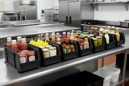 HE HUDSON EXCHANGE 11" x 5.5" x 5" (6 Pack) Plastic Stackable Storage Bin, Black - color: Black, size: 6 Pack