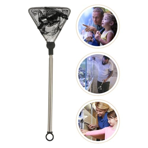 DOITOOL Extendable Handle Fish Net for Aquarium and Shrimp, Stainless Steel Frame Fine Mesh, Mini Triangular Shrimp Skimming Net for Fish Tanks and Aquatic Pets