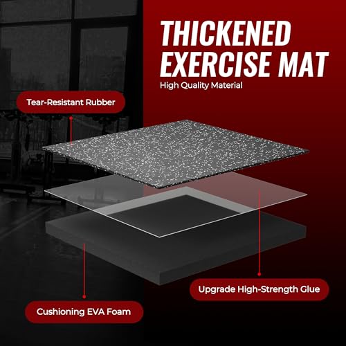 SUPERJARE 0.79'' Extra-Thick Exercise Equipment Mats, 18 Pcs 72 Sq Ft Rubber Top Floor Tiles with High Density EVA Foam, Interlocking Gym Flooring for Home Gym, Workout Mat, Black/Grey - size: 18 Tiles (72 Sq Ft)