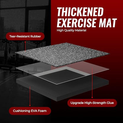 SUPERJARE 0.79'' Extra-Thick Exercise Equipment Mats, 18 Pcs 72 Sq Ft Rubber Top Floor Tiles with High Density EVA Foam, Interlocking Gym Flooring for Home Gym, Workout Mat, Black/Grey - size: 18 Tiles (72 Sq Ft)