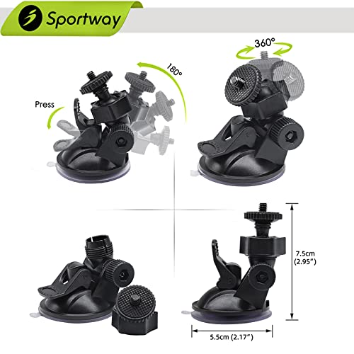 S30 Dash Cam Suction Mount (2nd Gen) with 10pcs Joints for REXING,Z-Edge,Old Shark,YI,KDLINKS,Falcon Zero,Transcend,Crosstour,VANTRUE,GoPro Hero and Most Other Dash Cameras DVR GPS