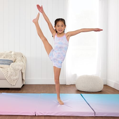 Best Choice Products 10ftx4ftx2in Folding Gym Mat 4-Panel Exercise Gymnastics Aerobics Workout Fitness Floor Mats w/Carrying Handles - color: Rainbow
