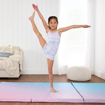 Best Choice Products 10ftx4ftx2in Folding Gym Mat 4-Panel Exercise Gymnastics Aerobics Workout Fitness Floor Mats w/Carrying Handles - color: Rainbow