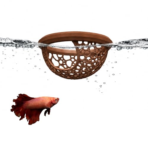 Floating Betta Fish Shrimp, Betta or Shrimp Feeder, Cave Hammock, Small Fish Feeding Rings, Aquarium Hiding Feeding Decorative Accessories Panda Prints Shrimp Dome (Wood)