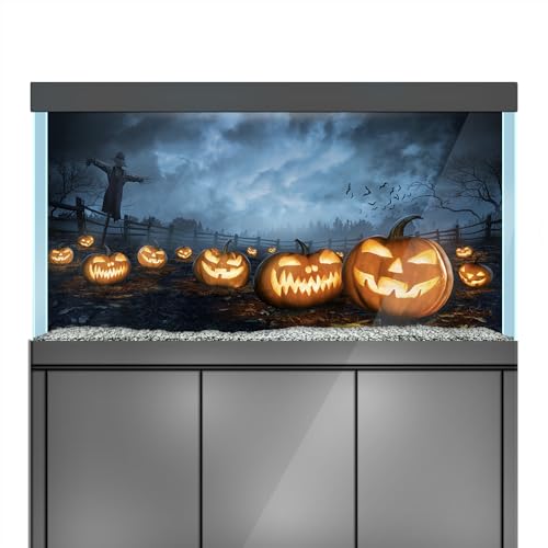 Aquarium Background Stickers - Halloween Pumpkin Night - Fish Tank Reptile Terrarium Decor Poster (120 x 60 cm / (47.2 x 23.6 inches)) - size: 120 x 60 cm / (47.2 x 23.6 inches)