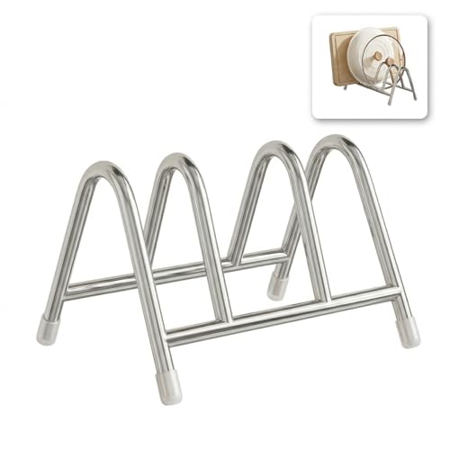 5.5 x 3.9 Inch Pot Lid Organizer - U Shaped Slots, Non-Slip Silicone Feet - Silver Stainless Steel