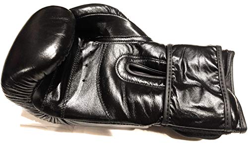 Top Grade Leather Boxing Gloves for Men and Women - Muay Thai Training Kickboxing Fighting Multi Layer Foam Sparring Gloves - Safety Strap Boxing Gloves with Black Palm 20oz, 22oz, 24oz - size: 24oz