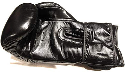 Top Grade Leather Boxing Gloves for Men and Women - Muay Thai Training Kickboxing Fighting Multi Layer Foam Sparring Gloves - Safety Strap Boxing Gloves with Black Palm 20oz, 22oz, 24oz - size: 24oz