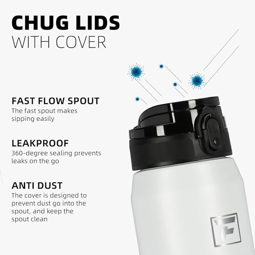Fanhaw 24 oz Insulated Stainless Steel Water Bottle with Anti-Dust Chug Lid, Leakproof Vacuum Metal Everyday Use Bottle for Kids, Teens & Adults, Back to School Essentials (White) - color: White, style: 24 Ounces