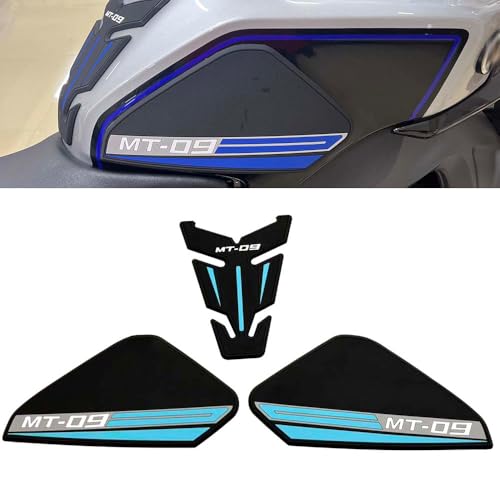 Motorcycle Fuel Tank Rubber Protection Pads for Yamaha MT-09 MT-09 SP 2025 - Anti-Slip Scratch Resistant Tank Traction Grips Sticker Decals (C) - color: azure