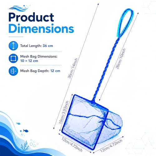 2 Pcs Fish Net for Fish Tank with 10 Inch Long Handle, Fine Mesh Aquarium Net Quick Catch Nylon Fishing Catch Nets