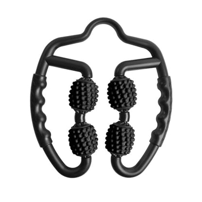4 Wheels Foam Roller Muscle Massager for Leg Neck Hand Arm,Trigger Point Muscle Relax Massager Indoor Sports Yoga Bodybuilding Equipment (Black) - color: Black