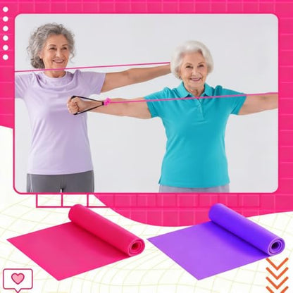 2 Pcs Resistance Band with Handles for Seniors - color: Rose Red,Purple