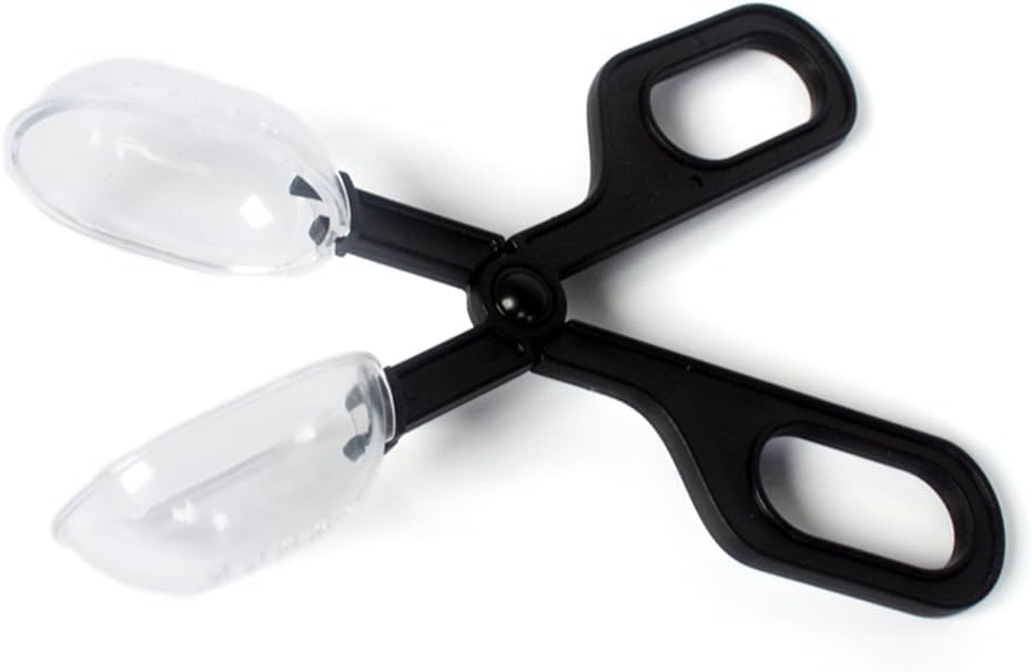 Black Reptile Feeding Scooper with Spoon-Shaped Tips, Terrarium Cleaning Tool for Snakes, Lizards, Tarantulas, Amphibians