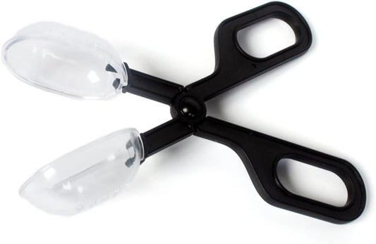 Black Reptile Feeding Scooper with Spoon-Shaped Tips, Terrarium Cleaning Tool for Snakes, Lizards, Tarantulas, Amphibians