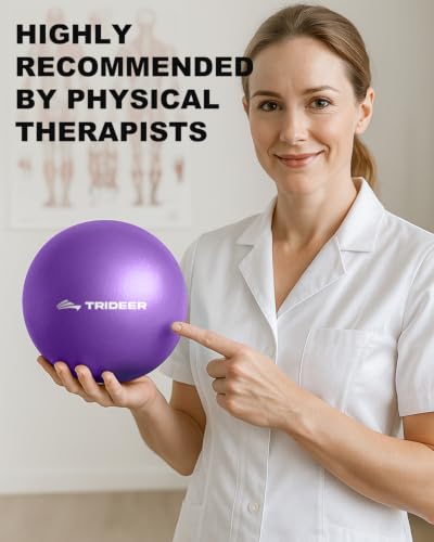 Trideer Exercise Ball for Physical Therapy, 9 Inch Pilates Ball - color: Purple (with inflation straw)