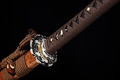 Shinken L6 Steel Katana Clay Tempered Real Samurai Sword - color: Hitatsura Hamon-Brown