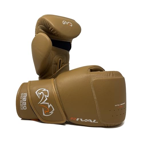 RIVAL Boxing RB50 Intelli-Shock Compact Bag Gloves, Hook and Loop Closure - Soft Inner Lining, Multi-Layered Foam Padding - color: Brown, size: Large