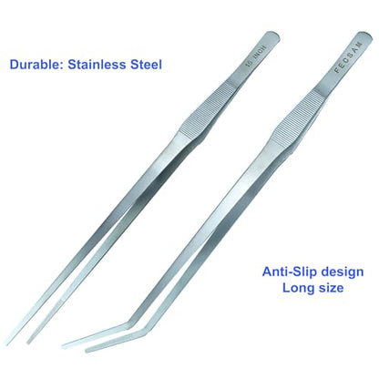 Aquarium Aquascape Tools Kit, 15 inch Stainless Steel Includes Brush, Tweezers/Feeding Tongs, Scissors, Spatula, Algae Scraper, Rake, for Fish Tank Cleaning Scrubbing, Trimming