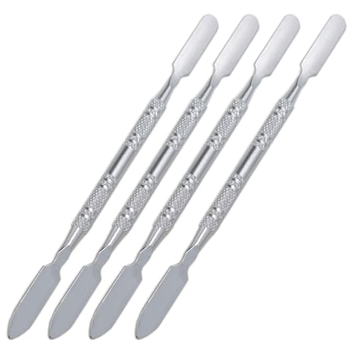 Stainless Steel lab mini Double-Ended Spatula Double-Ended Spatula semi-Miniature Spatula Cone Arrow end 4.7 inches Flat end 4pcs (4.7inch)