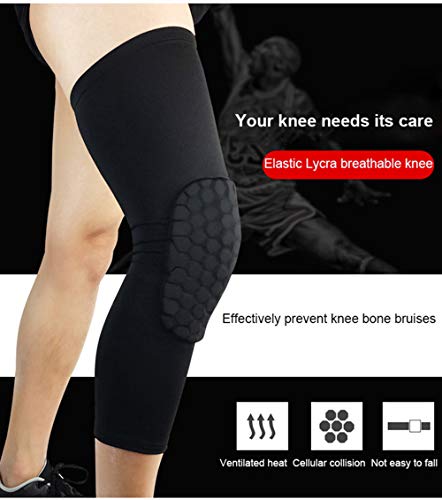 PISIQI Knee Pads Compression Pads Long Leg Sleeve Collision Avoidance Brace - color: Black, size: X-Large