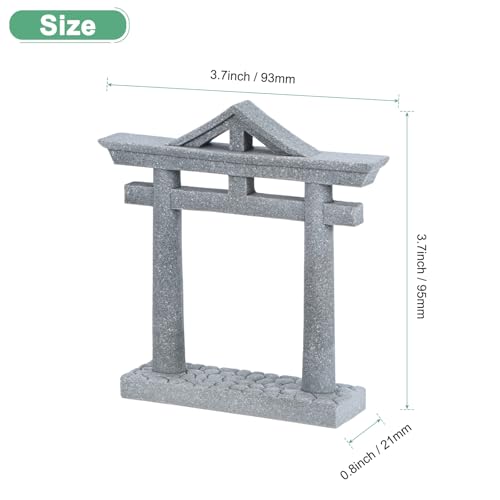 M METERXITY 3.7" H Miniature Torii Gate Ornaments with Plaque, Mini Chinese Gate Models Decorative Japanese Sandstone Tiny Home Landscape Accessories for Aquarium/Fish Tank/Garden Decor