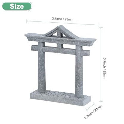 M METERXITY 3.7" H Miniature Torii Gate Ornaments with Plaque, Mini Chinese Gate Models Decorative Japanese Sandstone Tiny Home Landscape Accessories for Aquarium/Fish Tank/Garden Decor