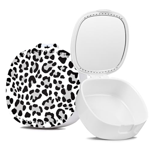 Retainer/Mouth Guard/Denture/Night Guard Case with Mirror & Ventilation Holes - Leopard Print - color: Leopard Print