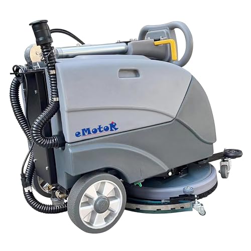Emotor 15'' Foldable Walk Behind Floor Scrubber Machine Hand Push Scrubber Machine for Industrial Commercial Usem,Upgrade Automatic Water Flow, Machine Size 32"X18"X25"(Gray)