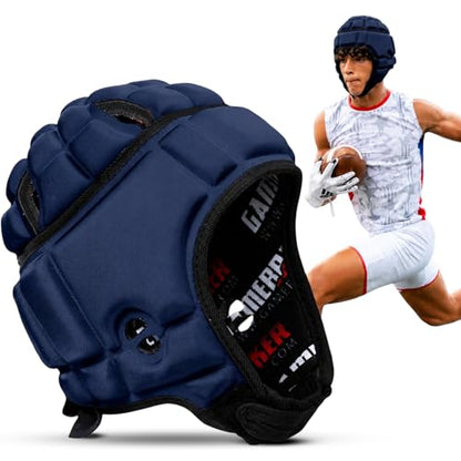 GameBreaker Soft Shell Helmet with Impact-Engineered Pro Protection, Lightweight Headgear – Flag Football, Rugby, 7v7 & MMA - color: Navy Blue, size: Medium