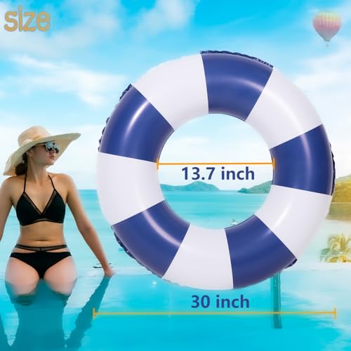 2 Pcs Inflatable Pool Floats -Pool Floats Tubes Pool Tubes- Swim Tubes Inflatable 32" Pool Floats and Rings- Pool Swimming Rings for Adults Summer Beach Pool Party Decor - size: 32inch, style: Beach theme-blue