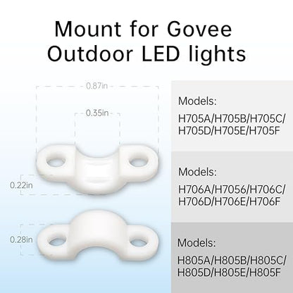 Mount for Govee Outdoor LED Lights (Non-Pro Version) & Brackets Kit for H705A/H706A/H805A, Wall Holder, Rope Light Clips, Replacement Parts, Waterproof, Eaves/Soffit Mount - Universal LED Accessories