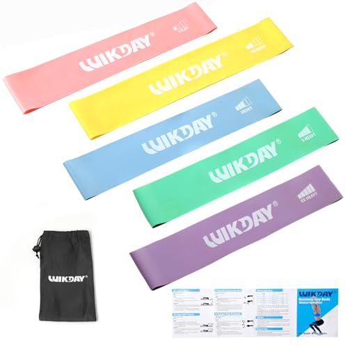 WIKDAY Resistance Bands for Working Out Exercise Loop Bands Workout Bands Set for Men Women Body Stretching, Crossfit Training, Home Workout, Physical Therapy, Booty Legs, Set of 5 - color: Pastel