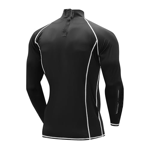 Hockey Shirt with Neck Guard for Adult and Youths,Long Sleeves Compression Shirt with Integrated Neck Guard - size: Medium