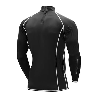 Hockey Shirt with Neck Guard for Adult and Youths,Long Sleeves Compression Shirt with Integrated Neck Guard - size: Medium