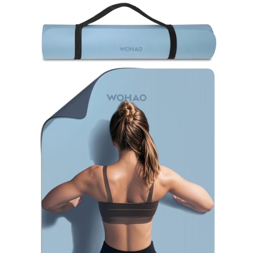 8mm Thick Yoga Mat Non Slip for Women Men - color: Blue-gray+Navy blue