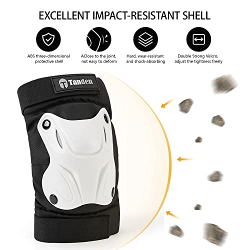 Tanden Skating Protective Gear Knee and Elbow Pads Wrist Guards for Roller Skating Skateboarding, Skate Pads Adult Knee Pads - color: White, size: Adult (14+ years)