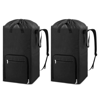 Bukere Laundry Backpack Bag, Extra Large 2 in 1 Laundry Hamper Basket for College Students Dorm Essentials, Adjustable Shoulder Straps, Freestanding Laundry Bag (Black&Black) - color: Black&Black