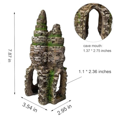 Aquarium Buddha Statue Decorations Fish Tank Resin Buddha for Four Faces Ornament with Caves Hole for Betta Fish Hideout Swim Through