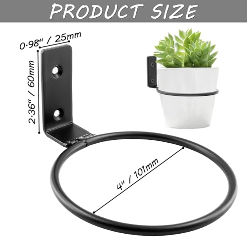 Jiozermi 6 Pack 4 inch Flower Pot Holder Ring, Flower Pot Holder Ring Wall Mounted Set Wall Mounted Metal Planter Hanger Matte Black Hanging Plant Holders - size: 4 Inch-6Pcs