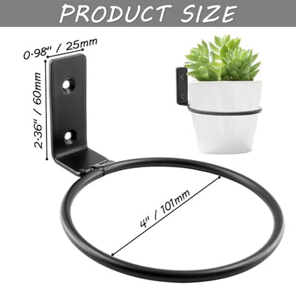Jiozermi 6 Pack 4 inch Flower Pot Holder Ring, Flower Pot Holder Ring Wall Mounted Set Wall Mounted Metal Planter Hanger Matte Black Hanging Plant Holders - size: 4 Inch-6Pcs