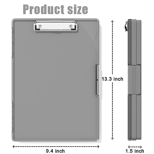 Hongri Clipboard with Storage, Grey 8.5 x 11 Clip Board, Dual Compartmen - color: Grey