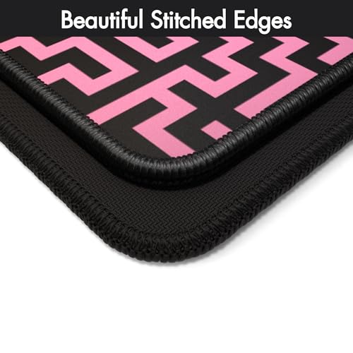 Gamer Boss - Gaming Mouse Pad - 48 x 24 Inches - 4mm Thick with Stitched Edges, Non-Slip Rubber Base, Premium Cloth Mousepad, Desk Mat for Laptop, Keyboard, Computer & PC (Mega, Pink Maze) - color: Pink Maze, size: 48" x 24"